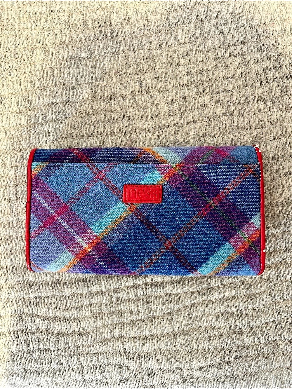 Ness Plaid Wallet in Blue & Red